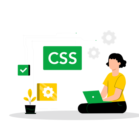 Female CSS developer working on web development Illustration