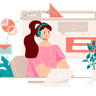 free female customer care agent illustrations
