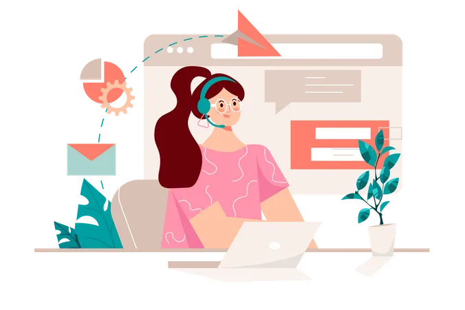 Female Customer Care Agent  Illustration