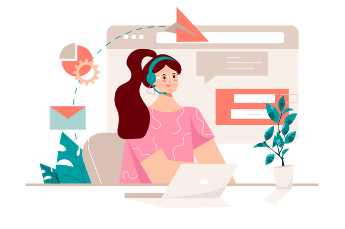 Female Customer Care Agent  Illustration