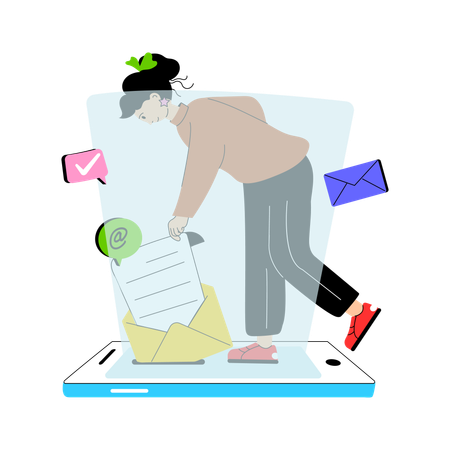 Female Customer getting Mail  Illustration