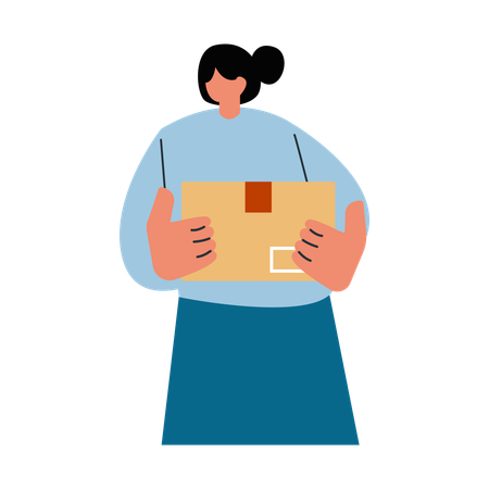 Female customer received package delivery  Illustration