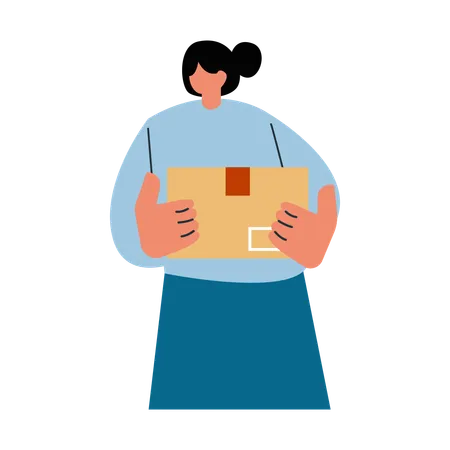 Female customer received package delivery  Illustration