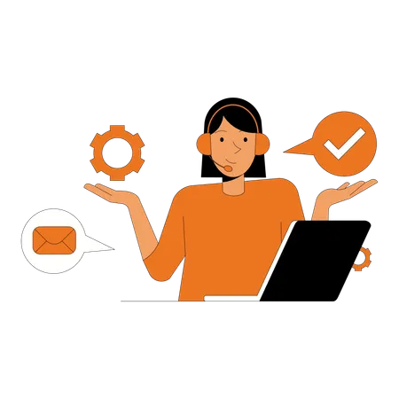 Female Customer Service Talking with Customer  Illustration