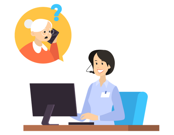 Female customer support employee  Illustration