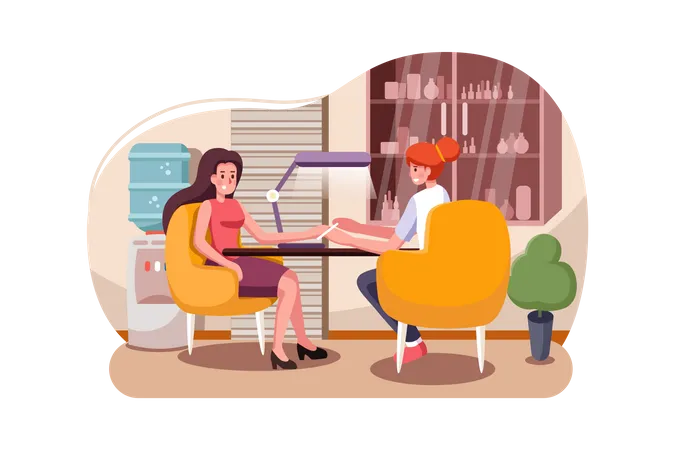 Female customer taking nail cutting service  Illustration