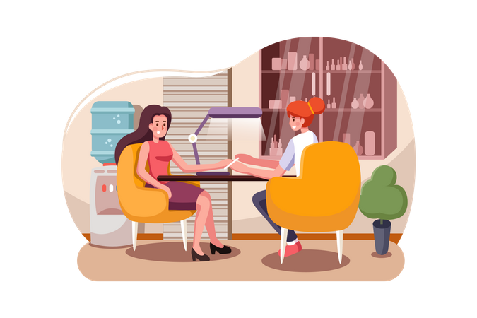 Female customer taking nail cutting service  Illustration