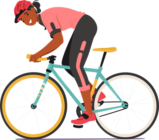 Female cyclist enjoying cycle ride  Illustration