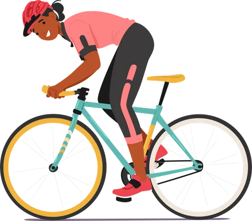 Female cyclist enjoying cycle ride  Illustration