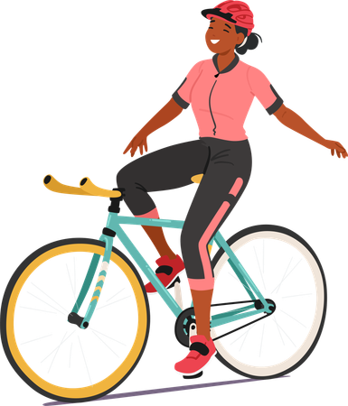 Female cyclist showing freedom gesture  Illustration