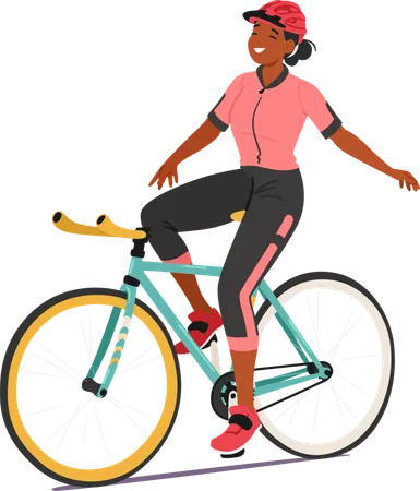 Female cyclist showing freedom gesture  Illustration