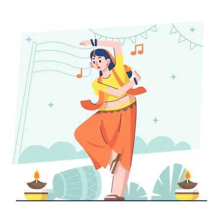 Female dancer dancing on Indian republic day  Illustration