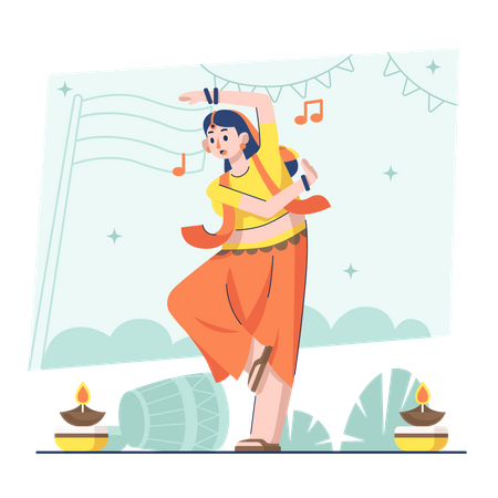 Female dancer dancing on Indian republic day  Illustration