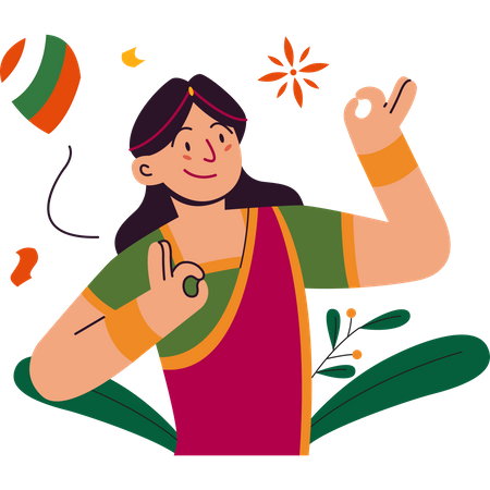 Female dancer dancing on Indian republic day  Illustration