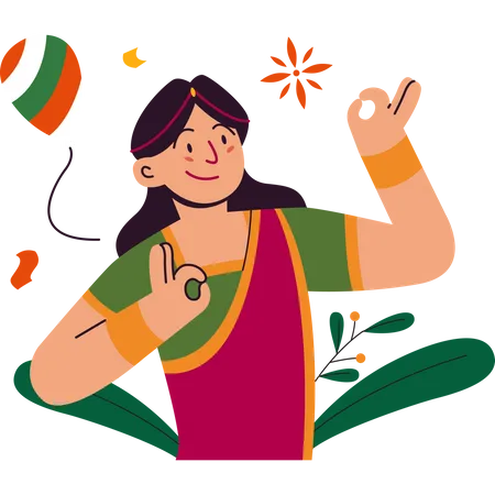 Female dancer dancing on Indian republic day  Illustration