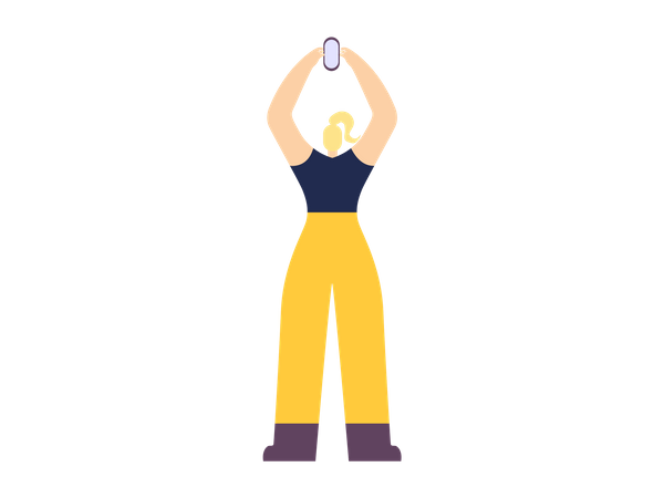 Female dancer holding speaker in her hand  Illustration