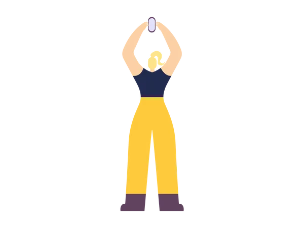 Female dancer holding speaker in her hand  Illustration