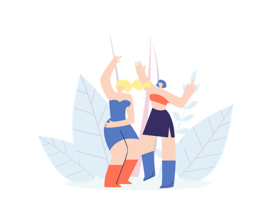Female dancers dancing Illustration