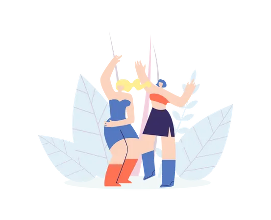 Female dancers dancing  Illustration