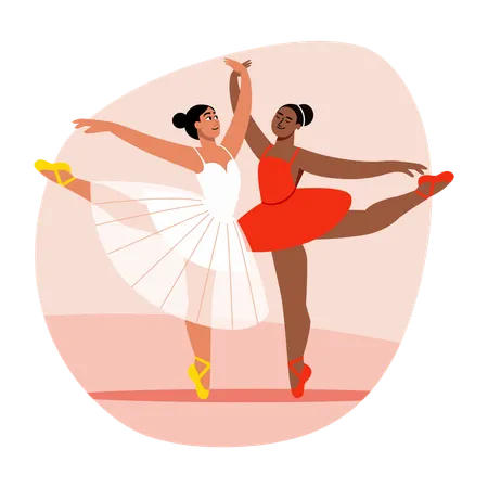 Female dancers showing ballerina  Illustration