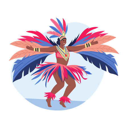 Female dancing with feather costume  Illustration
