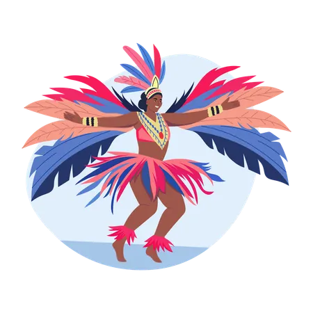 Female dancing with feather costume  Illustration