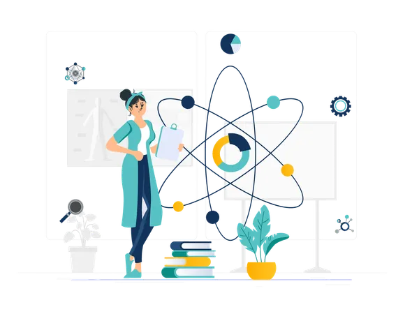 Female data scientist working  Illustration