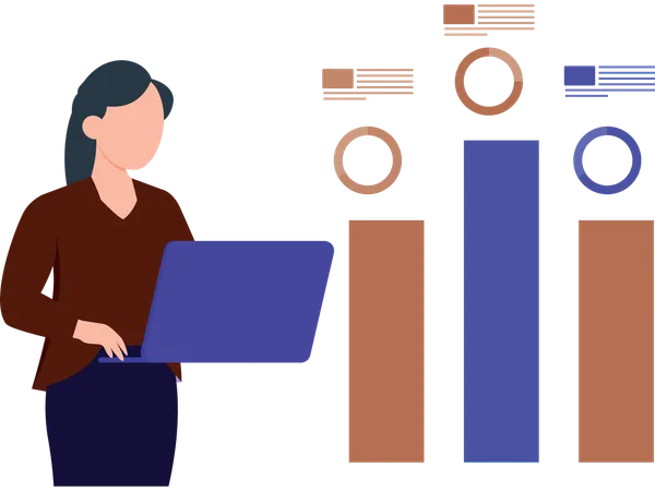 Female data technician working with data  Illustration