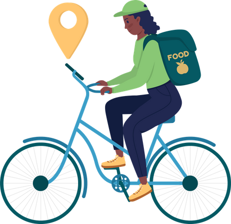 Female delivery agent navigating through gps  Illustration