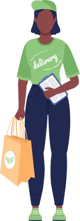 Female delivery agent supporting eco-friendly delivery service Illustration