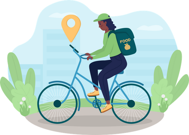 Female delivery executive reaching delivery destination  Illustration