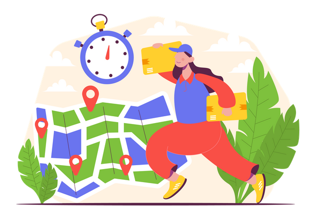 Female Delivery woman  Illustration