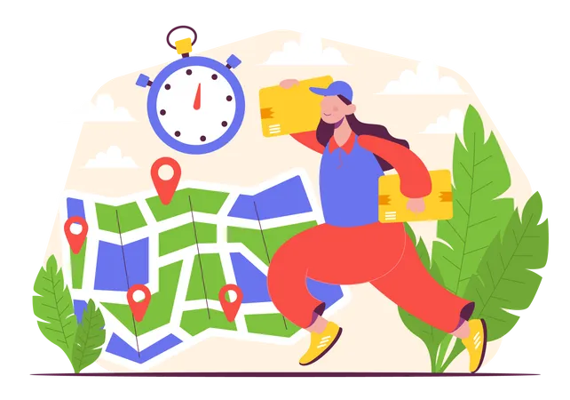 Female Delivery woman  Illustration