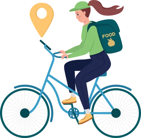 Female delivery worker commuting to the location  Illustration