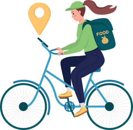 Female delivery worker commuting to the location  Illustration