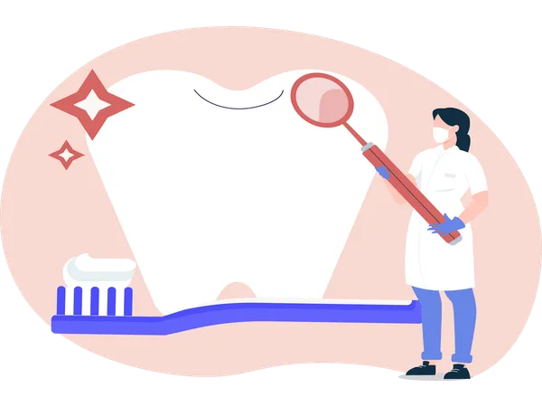 Female Dentist Check Teeth  Illustration