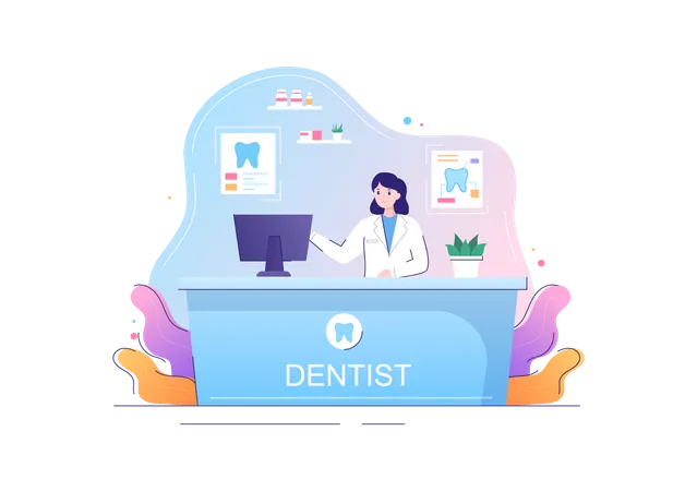 Female dentist receptionist  Illustration