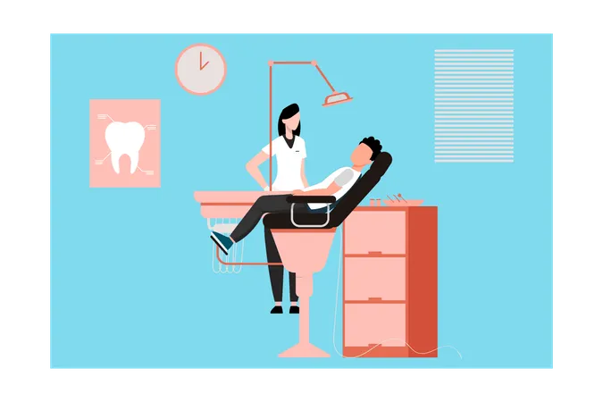 A Dentist Is Treating A Patient Illustration