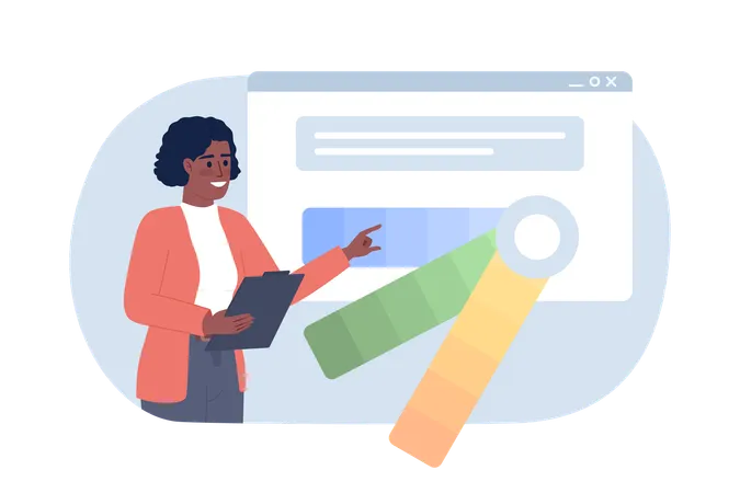 Female designer doing  Color correction for website  Illustration