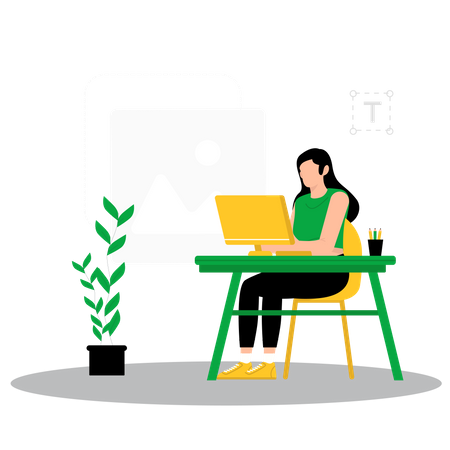 Female designer making design on computer  Illustration