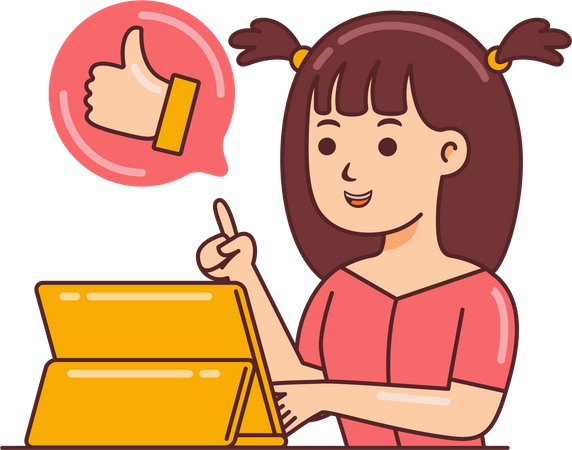 Female designer showing thumbs up  Illustration