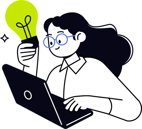 Female Designer thinking Best idea  Illustration