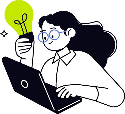 Female Designer thinking Best idea  Illustration