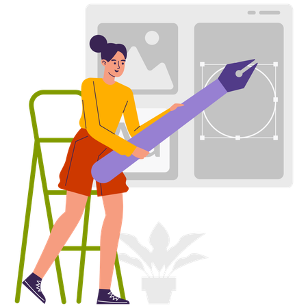 Female designer working on web UI Development  Illustration