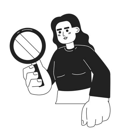 Female detective magnifying glass  Illustration