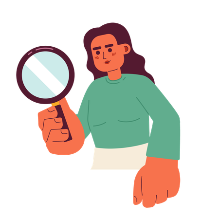 Female detective magnifying glass  Illustration