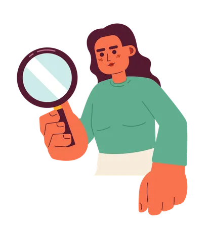 Female detective magnifying glass  Illustration