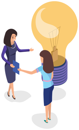 Female develop creative business idea  Illustration