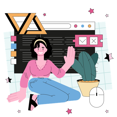 Female developer developing Software  Illustration