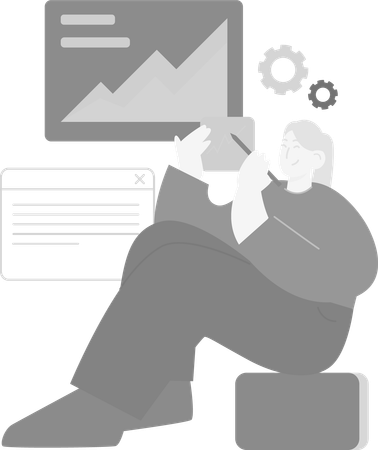 Female Developer doing Website Design  Illustration